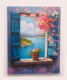 -Finestra sul lago-  olio su tela cm. 45 x 35