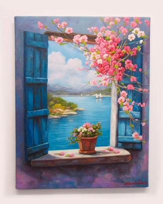 -Finestra sul lago-  olio su tela cm. 45 x 35