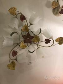 Plafoniera classica 6 luci in ferro e vetro