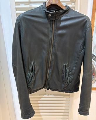 Giacca vintage Armani Jeans in vera pelle nera