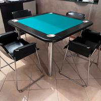 Tavolo da gioco con 4 sedie in pelle