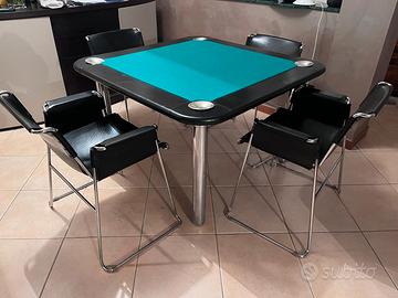 Tavolo da gioco con 4 sedie in pelle