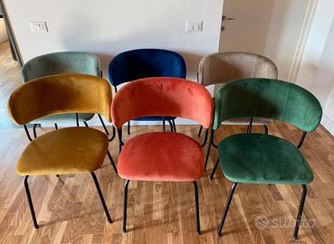 Set 6 sedie in velluto colorato - design moderno