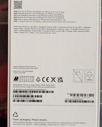 Apple iPhone Air 512GB 6,5" Space Black MG2Q4QN/A