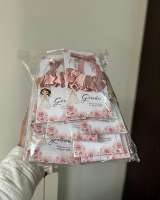 Biglietto prima comunione + accesorio per i capell