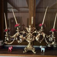 Antico candelabro legno