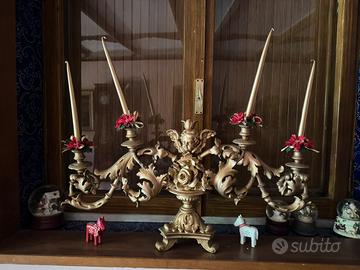 Antico candelabro legno