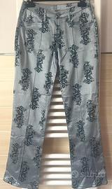 PANTALONI DONNA BROCCATO GRIGIO PERLA TG42 ( 28 )