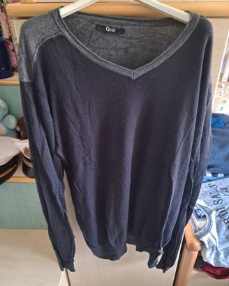 Maglione scollo V due grigi Gaudì XXL