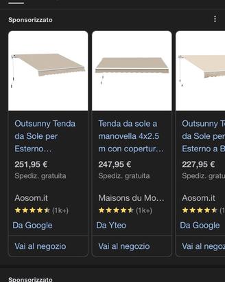 Tenda da sole 4 metri