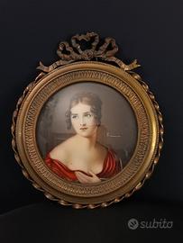 Dipinto in miniatura su galalite inizio XX-secolo!