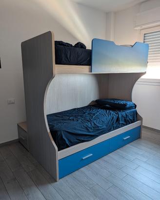 Letto a castello Ricci Casa blu con cassetti