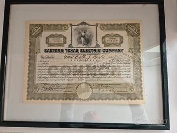 Certificato azionario con cornice verde scuro