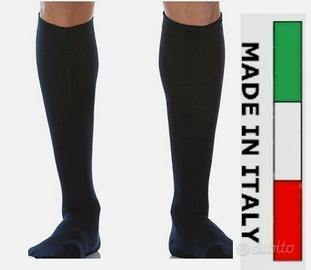 CALZETTONI LUNGHI UOMO FILO DI SCOZIA BLU/NERO
