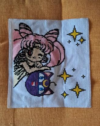 tela ricamata punto croce sailor chibiusa 