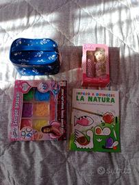 libro gaby books, gioco, kit shampoo e profumo