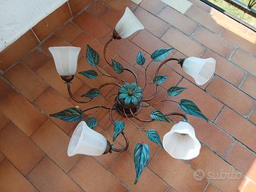 Lampadario a soffitto ferro battuto