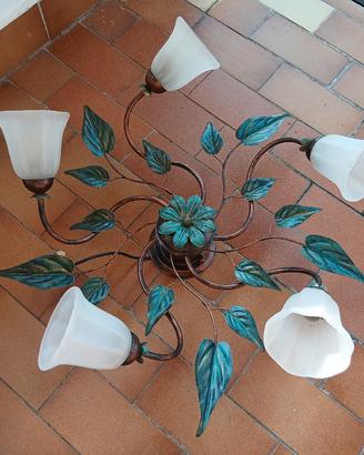 Lampadario a soffitto ferro battuto