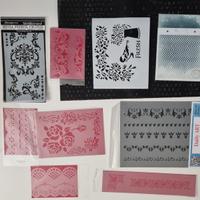 Set stencil per decoupage mix media decorazione a