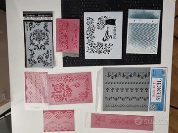 Set stencil per decoupage mix media decorazione a