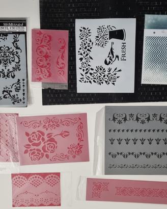 Set stencil per decoupage mix media decorazione a