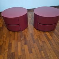 Coppia comodini laccati di rosso con 2 cassetti