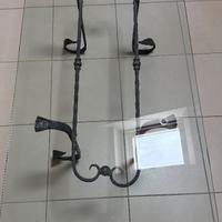 Tavolino rettang. ferro battuto con piano in vetro