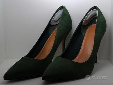 Décolleté donna in pelle scamosciata verde