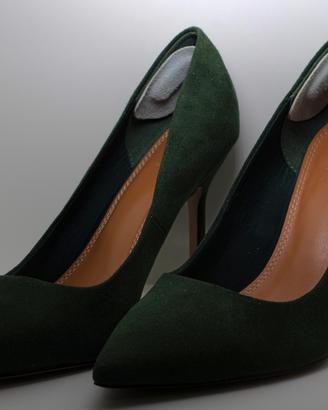 Décolleté donna in pelle scamosciata verde