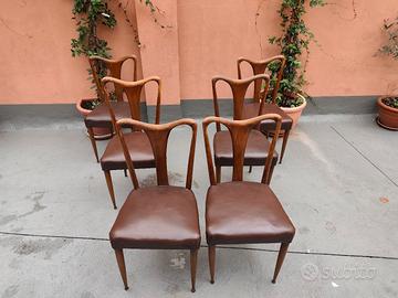 6 sedie in stile Guglielmo Ulrich anni 50 vintage