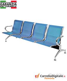 Panca per sala dattesa 4 posti in acciaioBLU