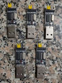 Lotto 5 adattatori USB-TTL CH340G 3,3V/5V