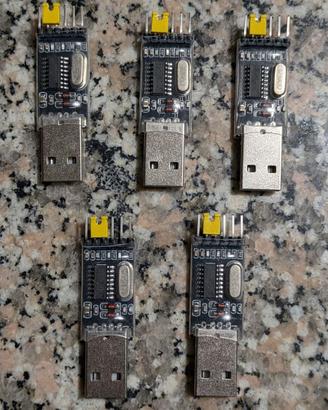 Lotto 5 adattatori USB-TTL CH340G 3,3V/5V