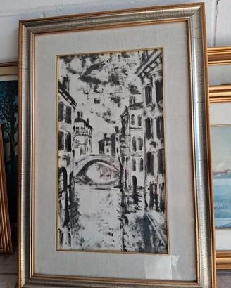 Quadro Scorcio di Venezia Canale con Ponte Disegno