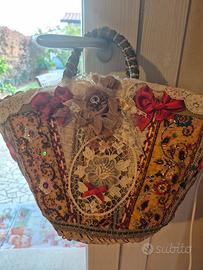 borsa in paglia rivestita Nadir