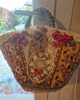 borsa in paglia rivestita Nadir