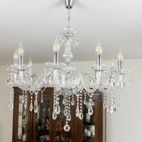 Lampadario in Cristallo con Finiture Cromate