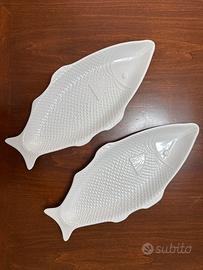 coppia grandi piatti da portata vintage a pesce