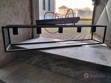 lampadario in ferro rettangolare nero 5 luci 