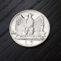 ARGENTO _ 5 lire Aquilino ITALIA REGNO 1928