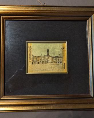 Quadro Vercelli Piazza Cavour. Foglia oro Bramriz