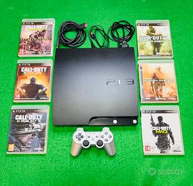 Sony PS3 slim completa+pad grigio+6 giochi cod