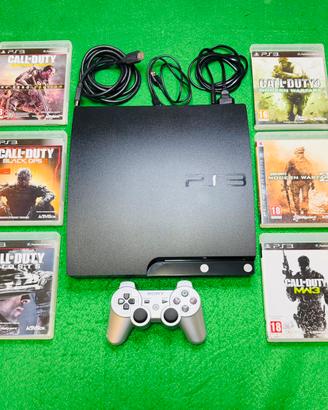 Sony PS3 slim completa+pad grigio+6 giochi cod