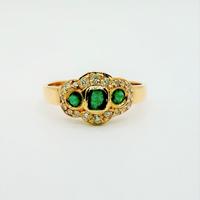 Anello oro 18 kt smeraldi e diamanti naturali