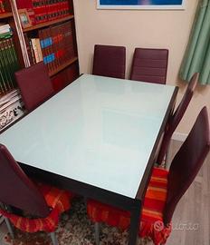 tavolo allungabile con 6 sedie imbottite 