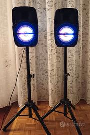Coppia casse Bluetooth + stativi