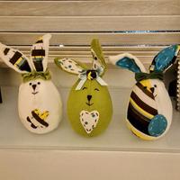 3 coniglietti decorazioni pasquali stoffa