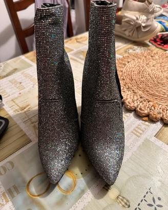 stivaletto argento con glitter