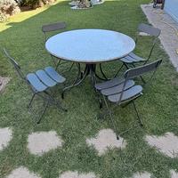 tavolo da giardino piano in granito e 4 sedie 