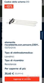 Resistenza lavatrice rex electrolux rwf12085w 